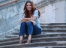 Danielle on the stairs